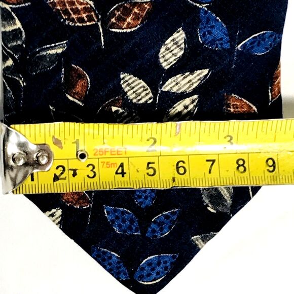 Ermenegildo Zegna Italy Madras Tie Italian Silk Leaf Tree Blue Luxury Money Y2K - Picture 9 of 12